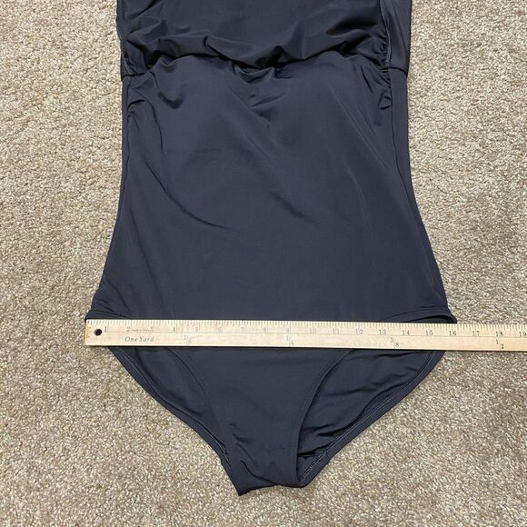 Lands End One Piece Swimsuit Dress Sz 12 Black No Underwire Padded Side Knot - Picture 14 of 16